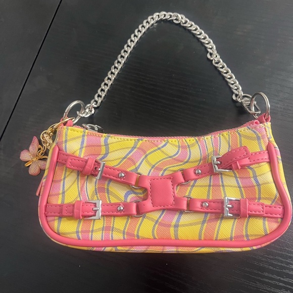 Urban Outfitters Pink and Yellow Mini Bag with Chain Strap - Picture 5 of 6